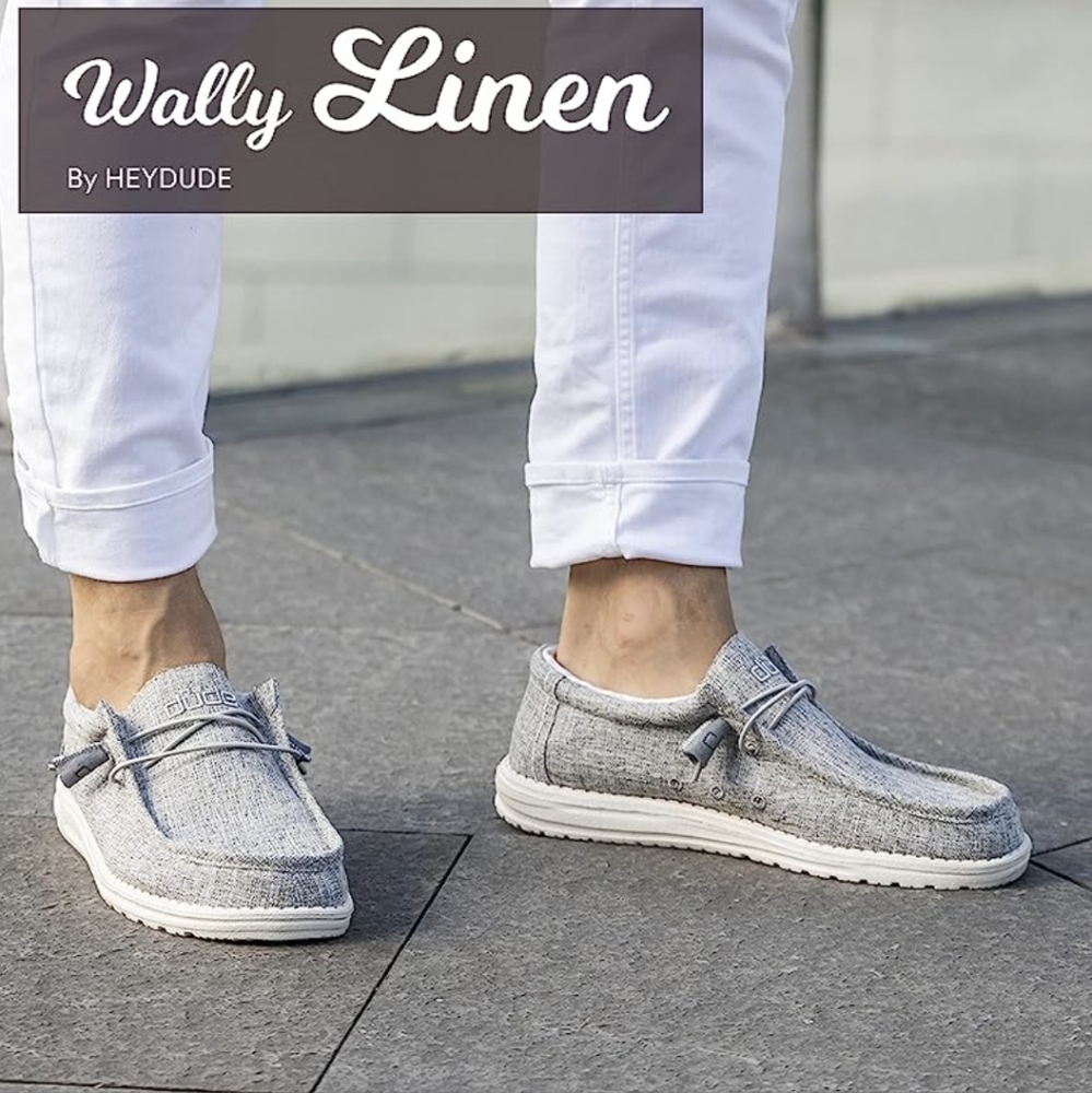 Hey Dude Mens Wally Linen Iron Loafer Slip on shoes sz 10